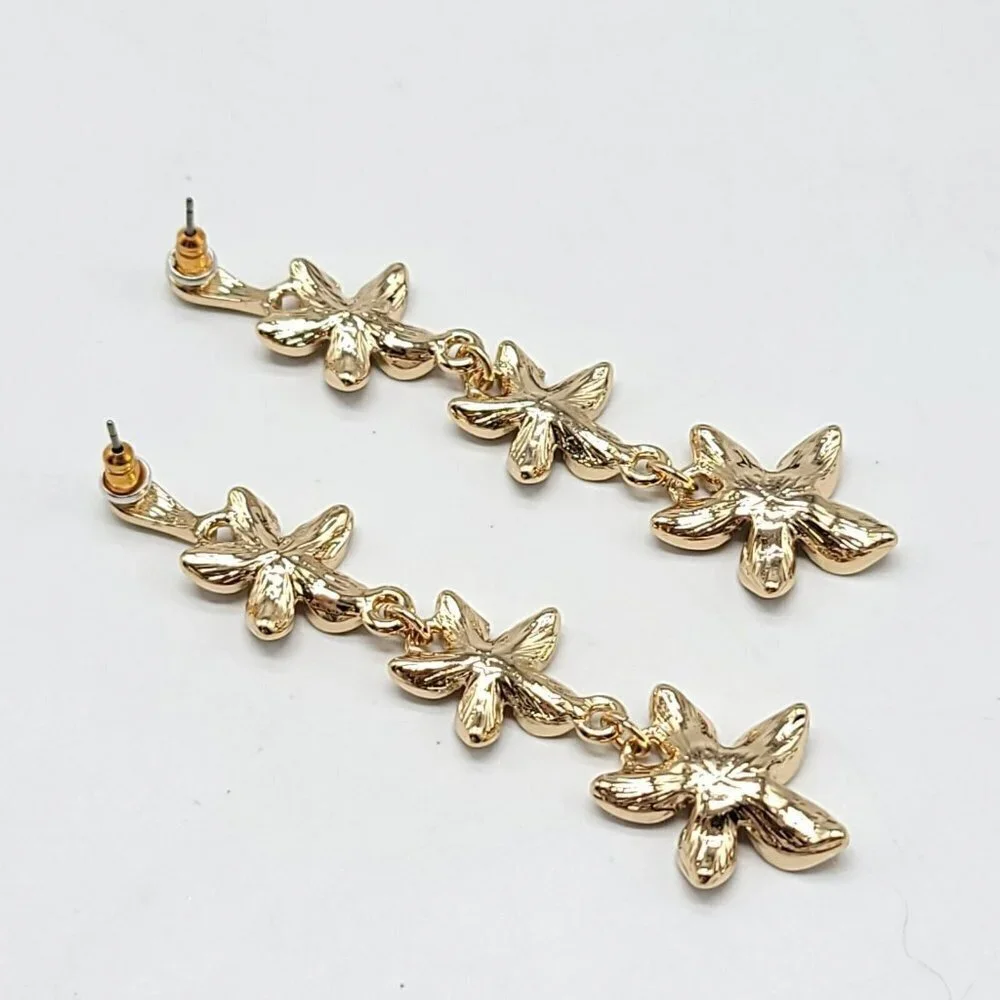 Avon Garden Party Statement Earrings Pink Rhinestone Dangle Flowers NIB 2019